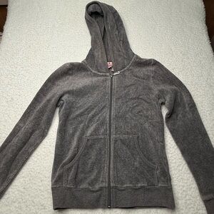 Juicy Couture Girls Full Zip Grey Sweater Sz 7 Y2K Streetwear Vintage FLAWED*